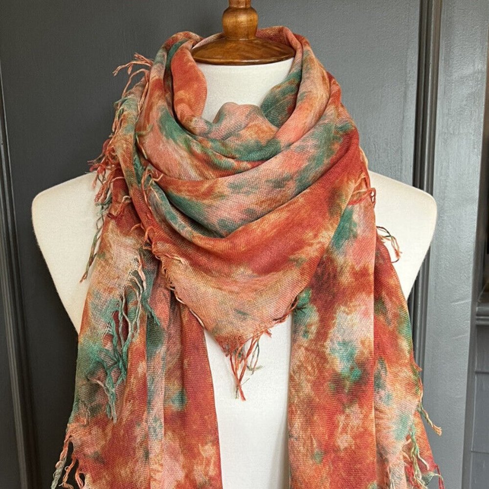New Auth Chan Luu Watercolor Cashmere Silk Scarf- Lagoon Color
